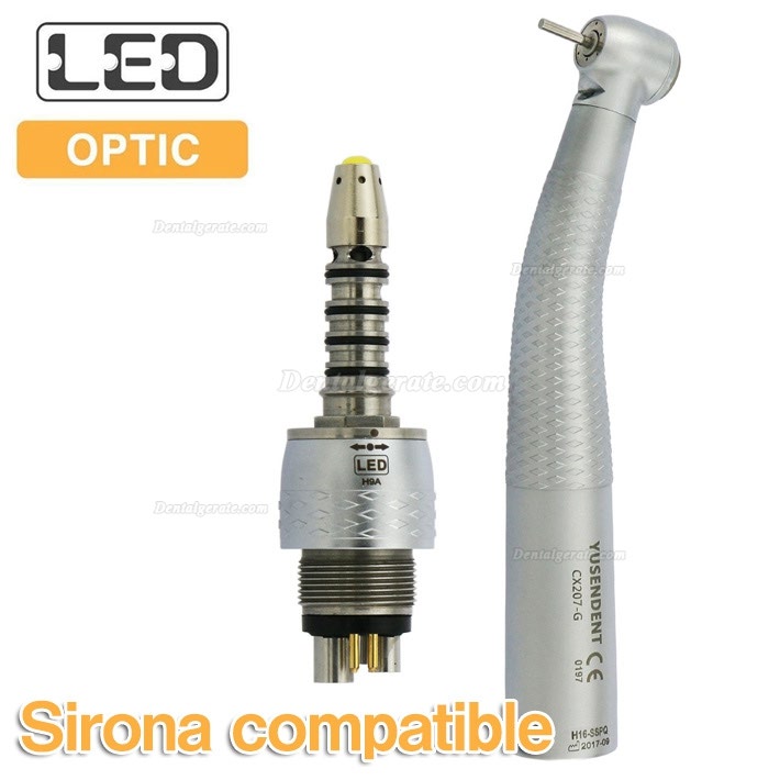 YUSENDENT&reg; CX207-GS-PQ LED Glasfaser Dentalturbine Handst&uuml;ck mit Sirona Schnellkupplung